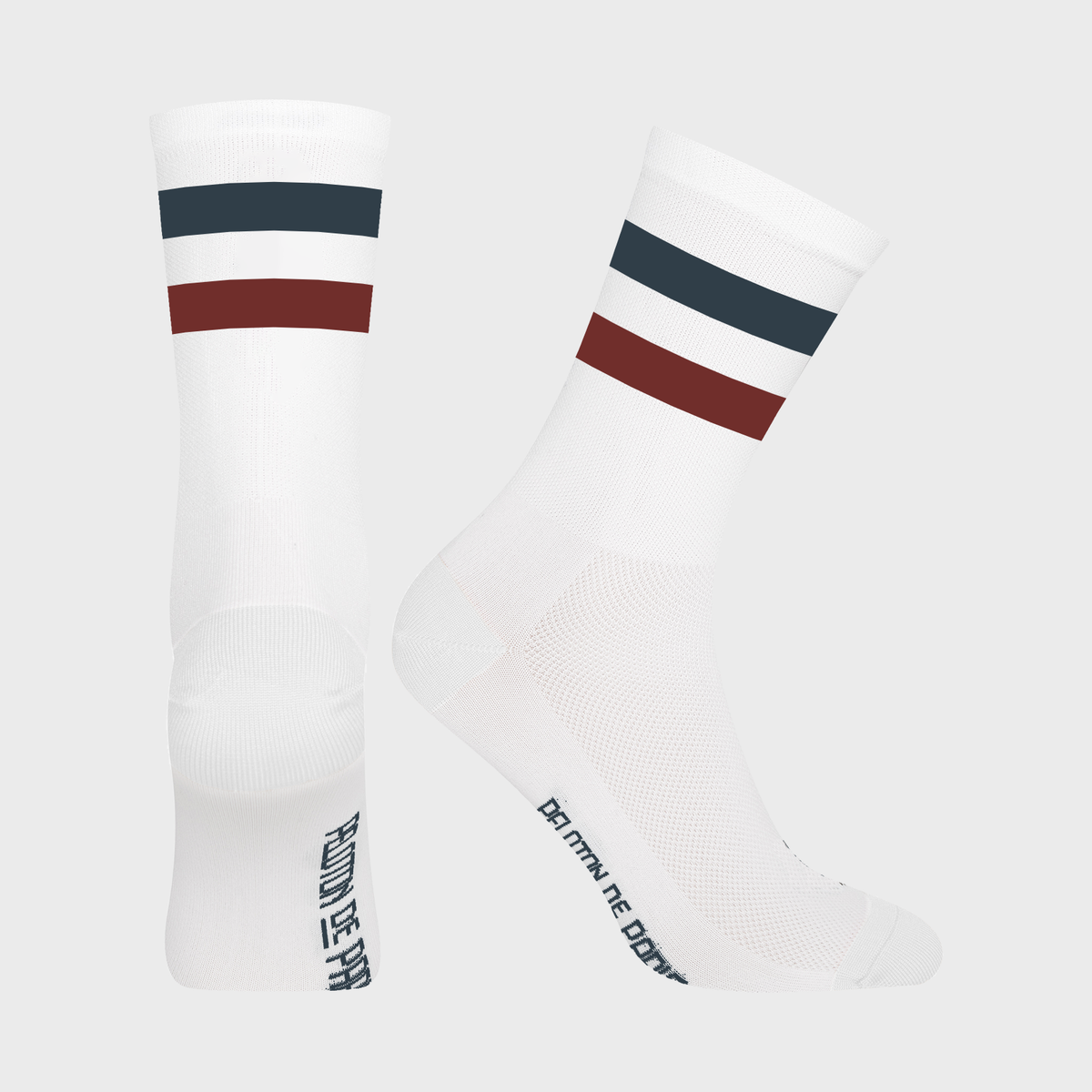 Double Stripe Cycling Socks | White Blue Red